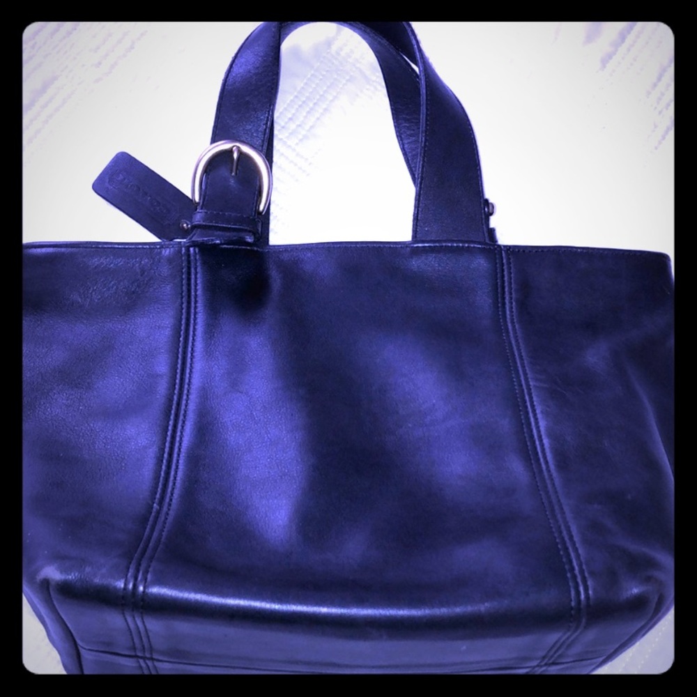 Coach small navy blue tote